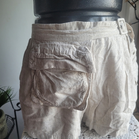 Shinestar Linen Blend Shorts with Attached Pouch M - Picture 2 of 6